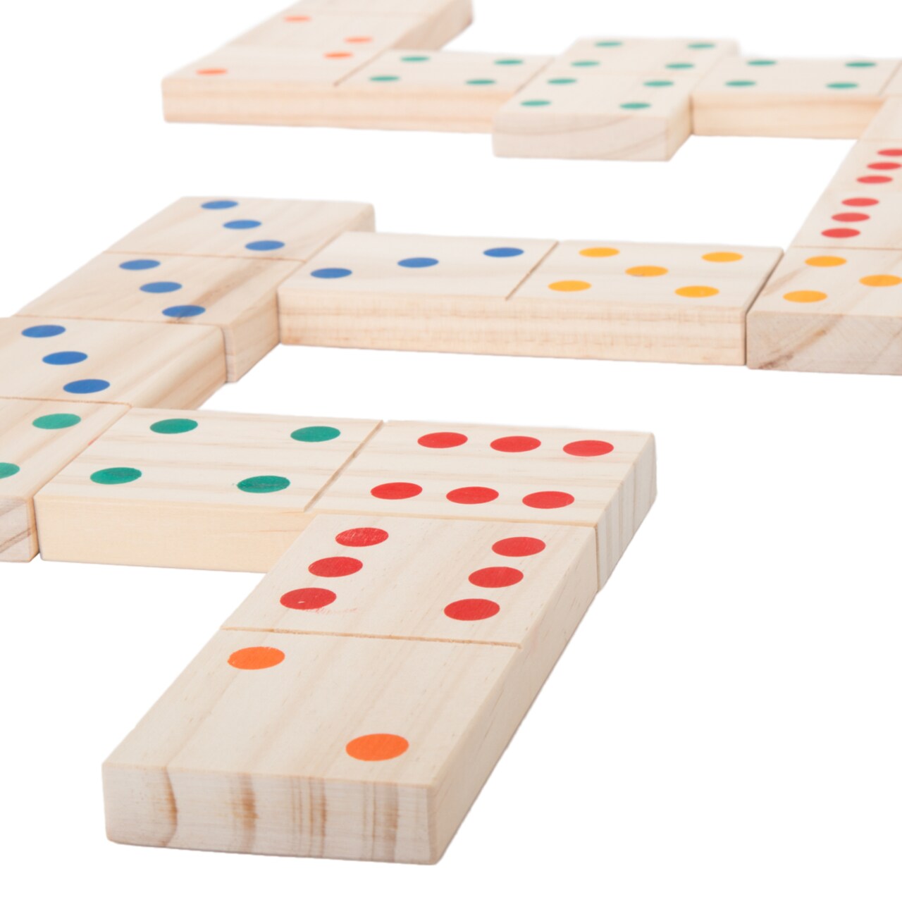 Hey! Play! Giant Wooden Dominoes Set 28 Large Tiles 5.3 X 2.6 Inches Pine Wood
